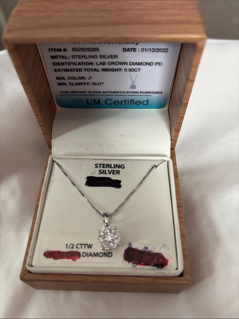 Sterling Silver White Diamond Cluster Pendant Necklace 9in